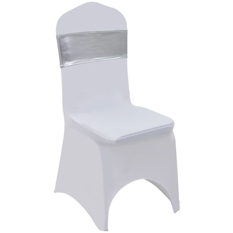 25 pcs Stretchable Chair Band with Diamond Buckle Silver Vidaxl