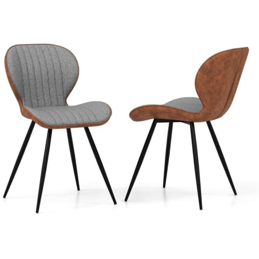 2Pcs Armless Dining Chair Modern Accent Chairs Upholstered Leisure Chair