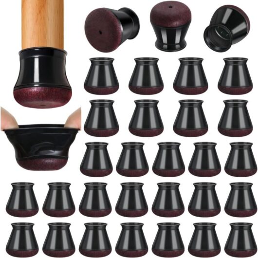 32pcs Chair Leg Protector, Black Small Chair Leg Pad Floor Protectors(S)
