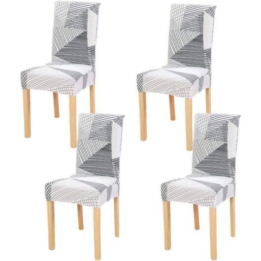 4 Pieces Dining Chair Covers, Elastic, Washable, Removable, Stretch, Universal Fit