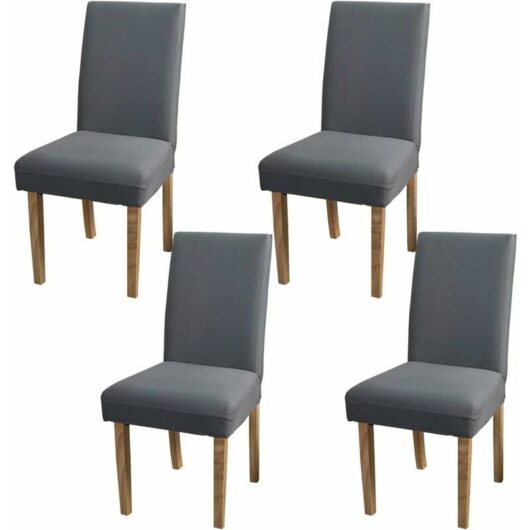 4PCS Stretch Removable Washable Dining Room Chair Protector Slipcovers/Home Decor Dining Room Seat Cover (Gray)