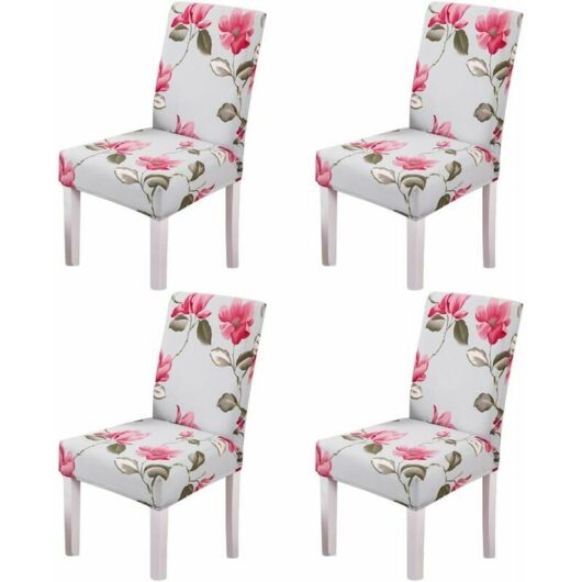 4PCS Stretch Removable Washable Dining Room Chair Protector Slipcovers/Home Decor Dining Room Seat Cover Multiple Styles 5