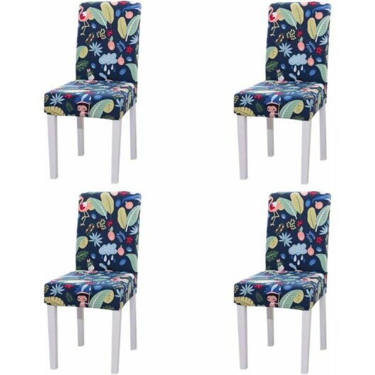 4PCS Stretch Removable Washable Dining Room Chair Protector Slipcovers/Home Decor Dining Room Seat Cover Multiple Styles 9