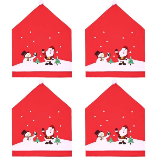 4pcs Christmas Chair Covers Santa Claus Chair Decoration for Christmas Party Dinner