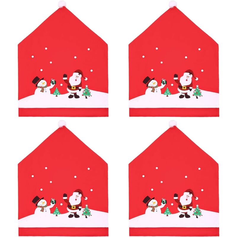 4pcs Christmas Chair Covers Santa Claus Chair Decoration for Christmas Party Dinner