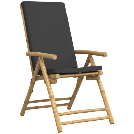 6 Piece Folding Reclining Chairs with Dark Grey Cushions Bamboo vidaXL