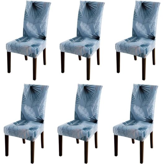 6 Pieces Stretch Chair Cover, Washable Removable Dining Room Chair Slipcover for Modern Wedding Bouquet Dining Room, Hotel (Pinellia)