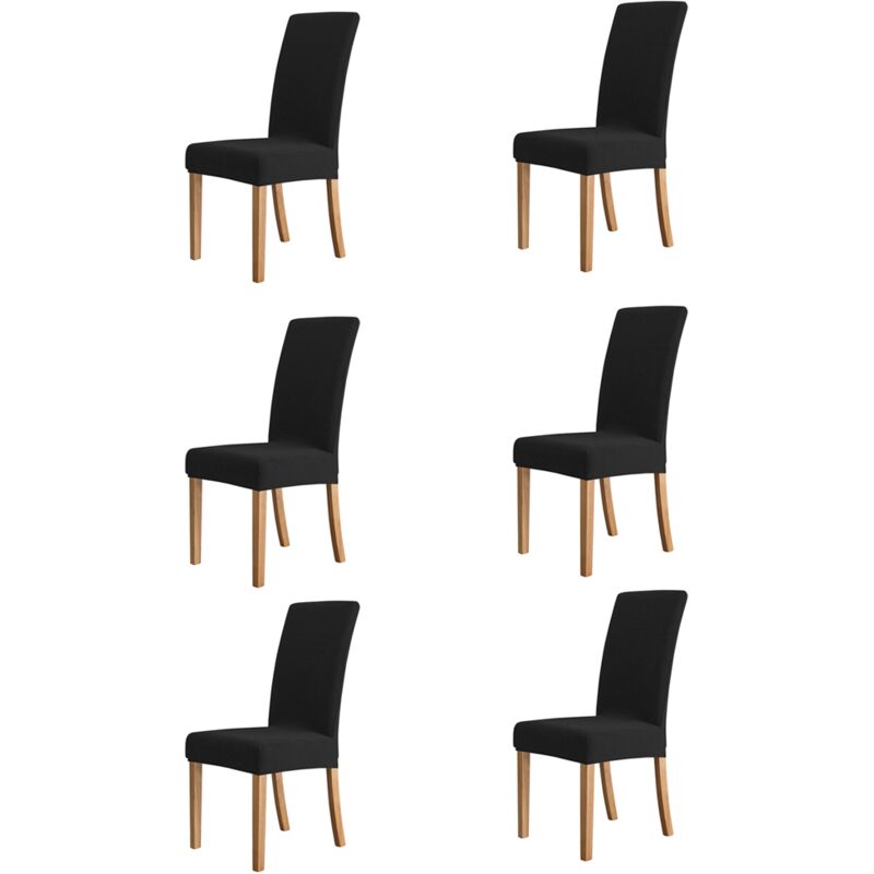 6pcs Black Chair Cover Elastic Dining Chair Cover Chair Protector Slipcover