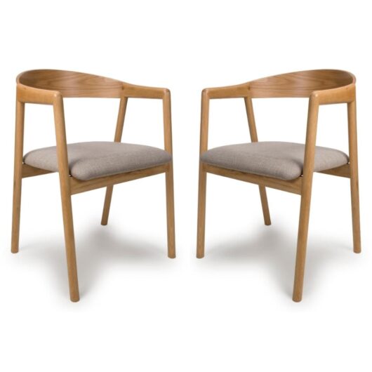 Allen Natural Wooden Dining Chairs In Pair