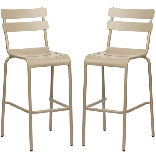 Amarillo Taupe Aluminium Outdoor Bar Chairs In Pair