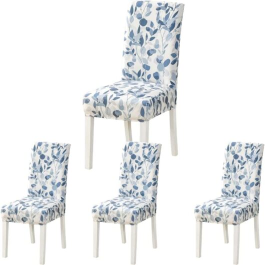 Aougo - Dining Chair Cover, Stretch Chair Cover, Decorative High Chair Cover for Banquet, Hotel, Kitchen, Wedding, Restaurant (4 Pack)