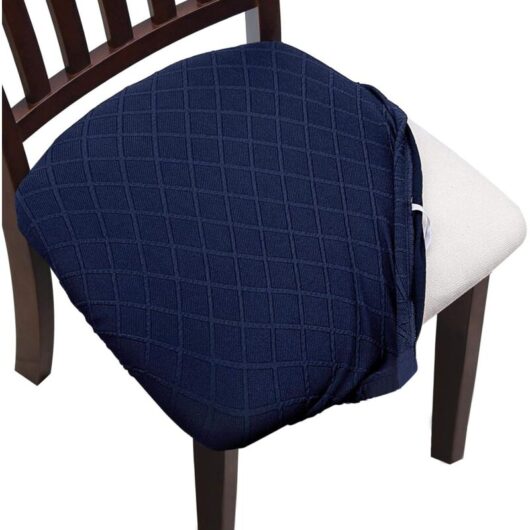 Aougo - Jacquard Dining Chair Seat Covers, Stretch Spandex No Backrest Dining Chair Seat Protector Cover Removable Washable for Office High Chairs