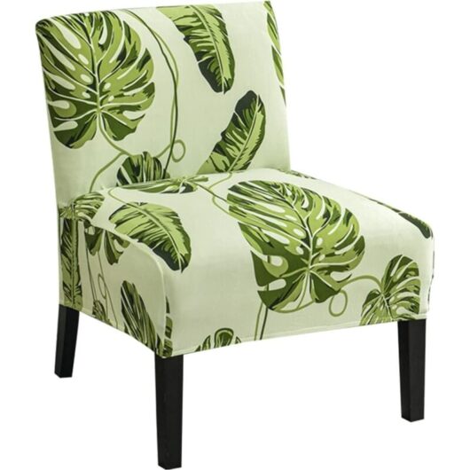 Aougo - Printed Armless Chair Cover Stretch Armless Accent Chair Cover Removable Accent Chair Cover for Living Room Dining Room Hotel Armless Accent