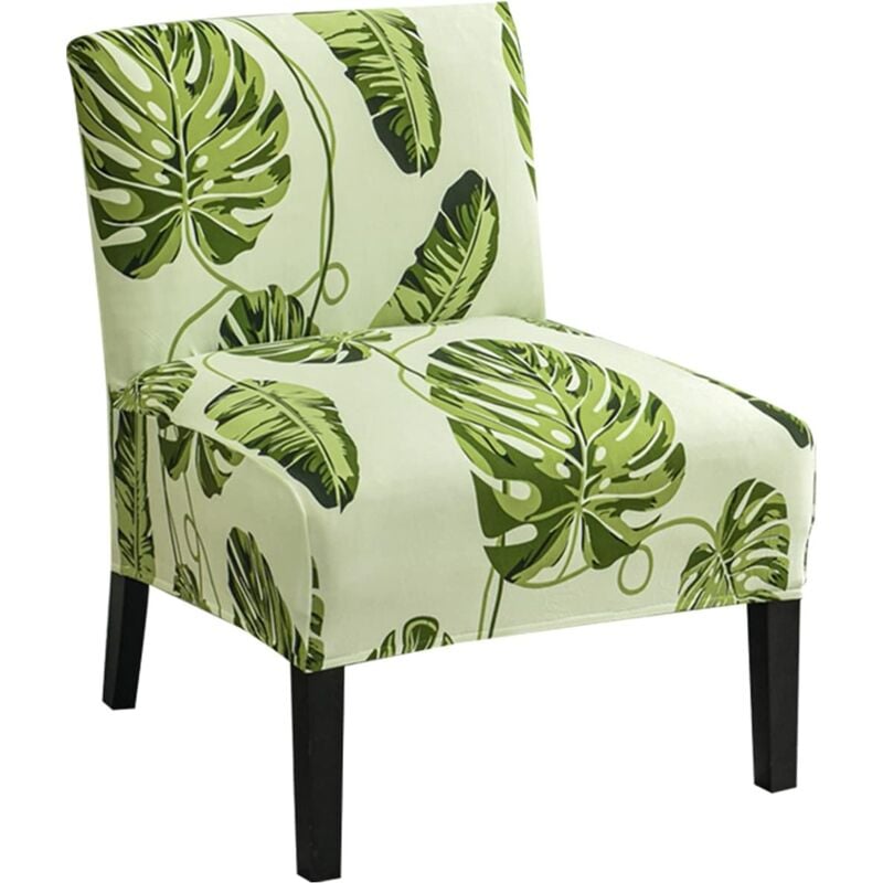Aougo - Printed Armless Chair Cover Stretch Armless Accent Chair Cover Removable Accent Chair Cover for Living Room Dining Room Hotel Armless Accent