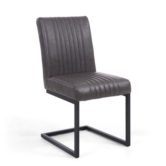 Archer Cantilever Leather Effect Grey Dining Chairs Set of 2, none