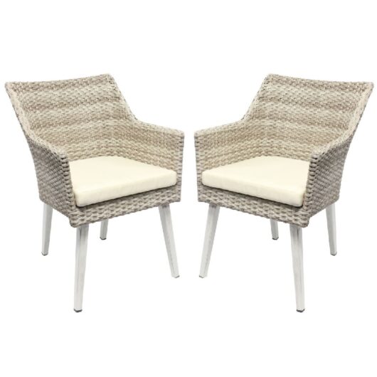 Arlo Cream Rattan Dining Chairs In Pair