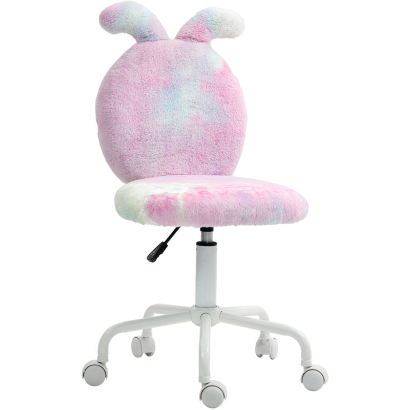 Armless Desk Chair Bunny Vanity Chair with Swivel Wheels Colourful - Homcom