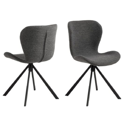Baldwin Anthracite Fabric Dining Chairs With Black Legs In Pair