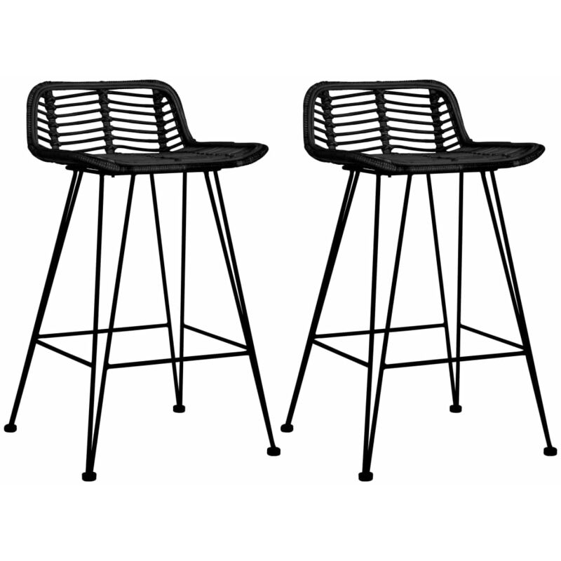 Bar Chairs 2 pcs Black Rattan Vidaxl