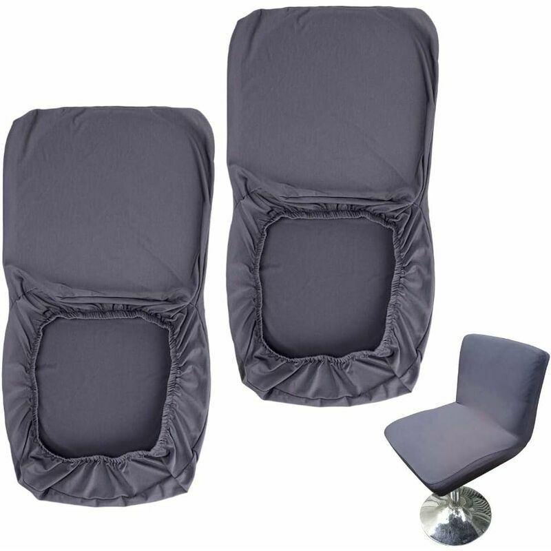 Bar Stool Slipcovers Dark Gray with Stretch Back Cover for Short Swivel Dining Chair Set of 2