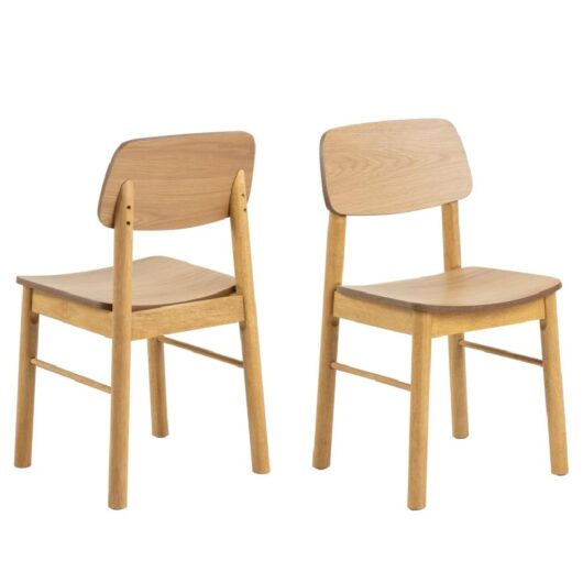 Belgrade Matt Oak Wooden Dining Chairs In Pair