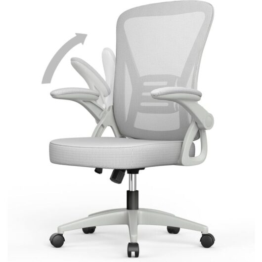 Bigzzia - Desk Chairs for home office - with 90° Flip-up Armrest Lumbar Support - Bizzia Ergonomic Office Chairs for home - Height Adjustable - home