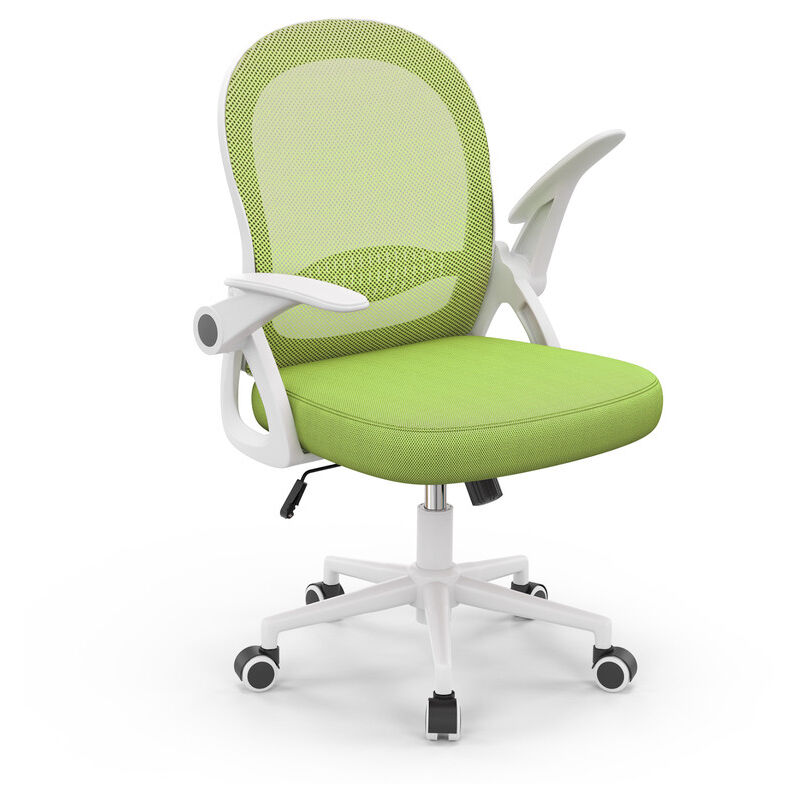 Bigzzia - Office chair Ergonomic desk chair for bedroom - Swivel computer chairs - Mid-Back Mesh Chair with Flip-up Armrests and Lumbar Support