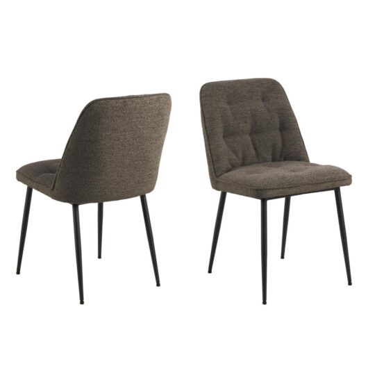 Bilbao Taupe Fabric Dining Chairs With Black Legs In Pair