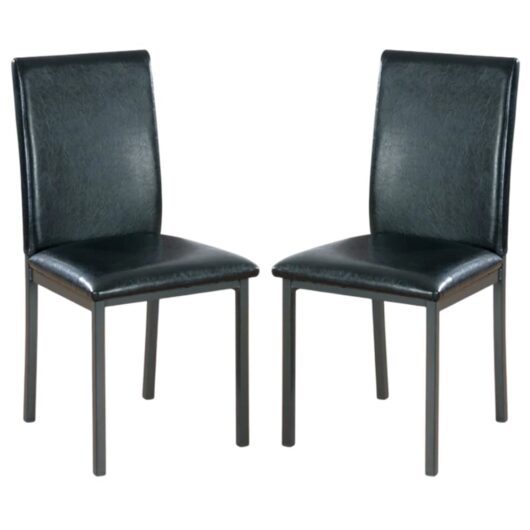 Billings Black Faux Leather Dining Chairs In Pair