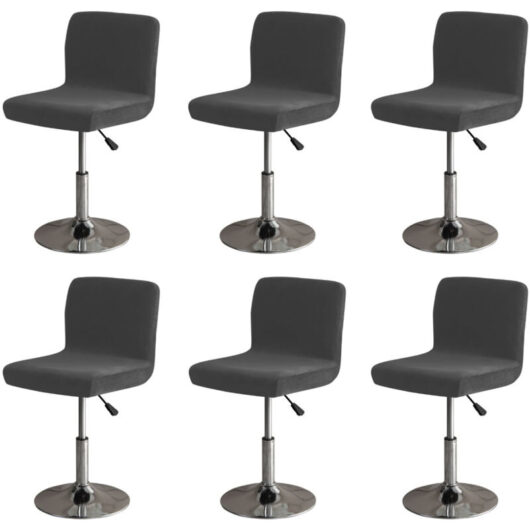 Black-Bar Stool 6 Pack Removable Stretch Chair Covers with Backrest Slipcover for Short Swivel Chair with Backrest (No Chairs)