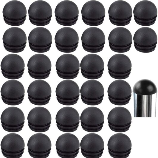 Black Round Chair Leg Tube Caps, Round Chair Leg End Caps, Chair Leg Caps 32 Pieces (25mm)