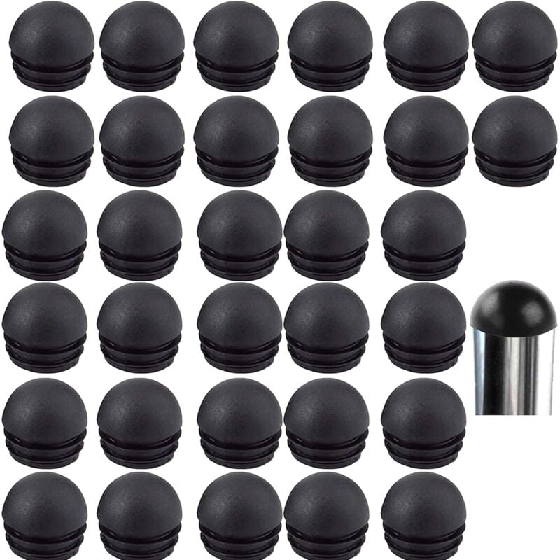 Black Round Chair Leg Tube Caps, Round Chair Leg End Caps, Chair Leg Caps 32 Pieces (25mm)