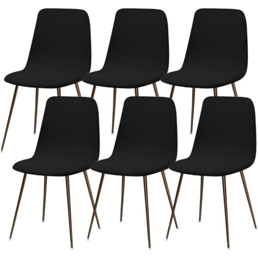 Black)Set of 6 Modern Dining Room Chair Cover Washable Universal Kitchen Chair Cover Home Kitchen Decor