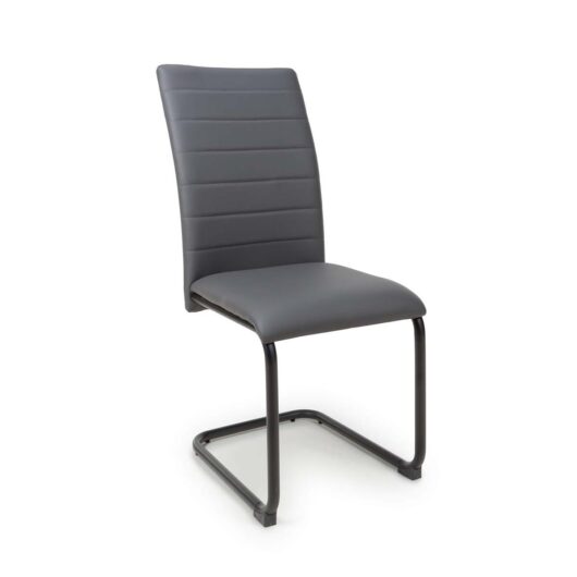 Carlisle Leather Effect Grey Dining Chairs Set Of 4, none
