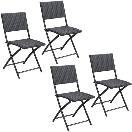 Casaria - Rome Poly Rattan Folding Garden Chairs 2/4 Piece Set Outdoor Patio Furniture Foldable Balcony Terrace Camping Beach Bistro Conservatory