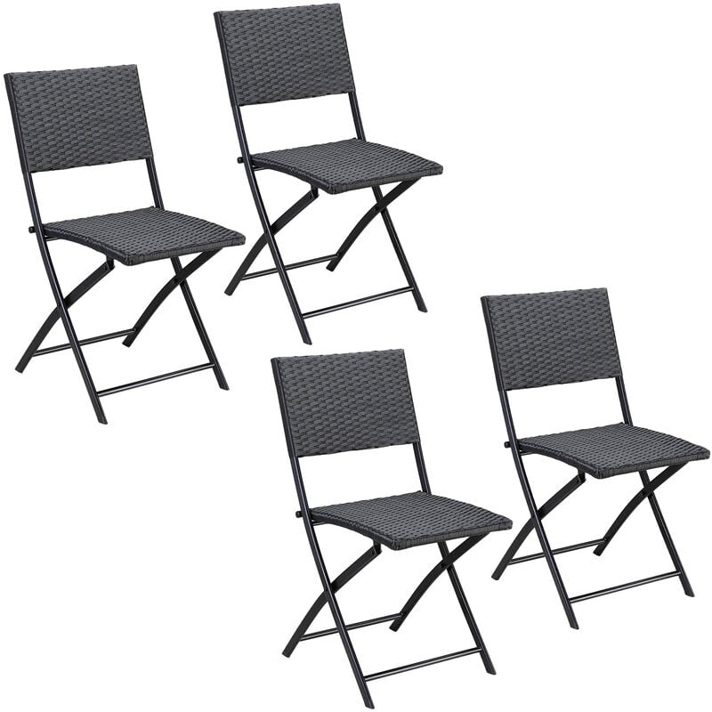 Casaria - Rome Poly Rattan Folding Garden Chairs 2/4 Piece Set Outdoor Patio Furniture Foldable Balcony Terrace Camping Beach Bistro Conservatory