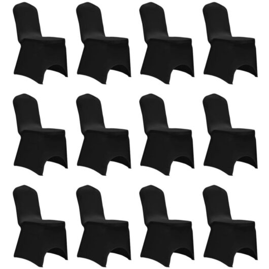 Chair Cover Stretch Black 12 pcs Vidaxl