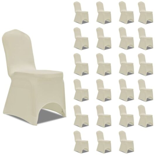Chair Cover Stretch Cream 24 pcs Vidaxl