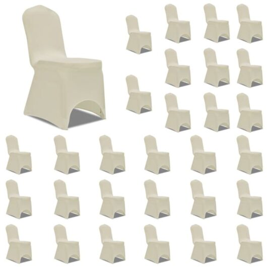 Chair Cover Stretch Cream 30 pcs Vidaxl