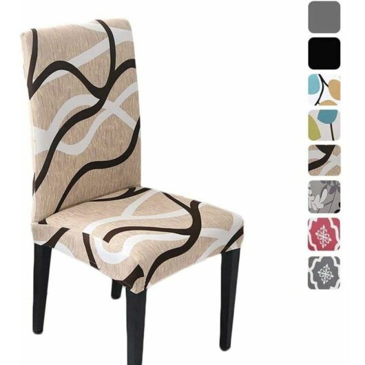 Chair Covers Slipcover Chair Cover Cream Washable Softness for 4 PCs Elastic Installation Chair Protector (Khaki, 4 PCS)