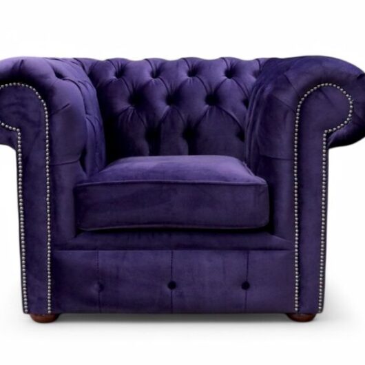 Chesterfield Low Back Club Chair Malta Purple Amethyst Velvet Fabric