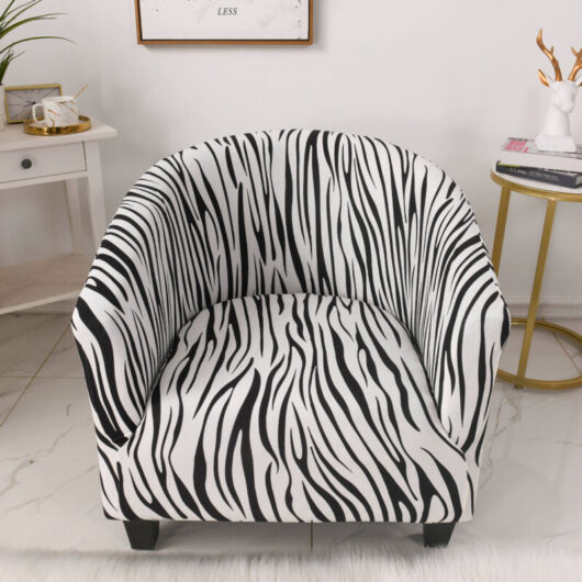 Club Chair Slipcover (Black and White) - High Stretch Removable Washable Furniture Protector for Living Room