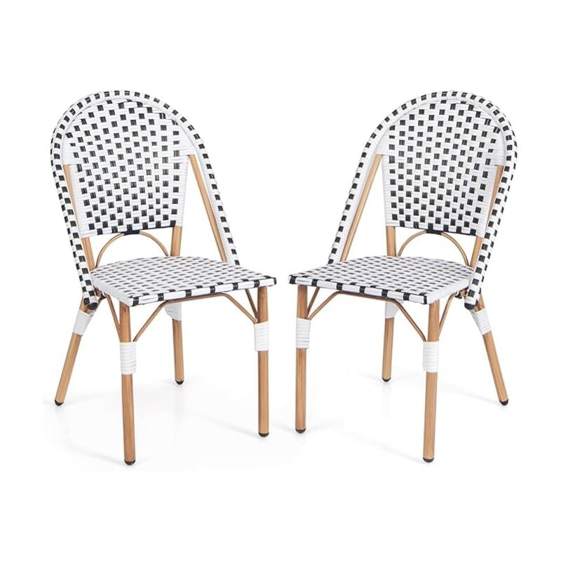 Costway - French Bistro Chair Set of 2 Outdoor Armless Dining Chairs