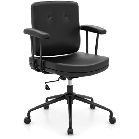 Costway - Home Office Chair Small Desk Chair Adjustable Computer Chair-Coffee