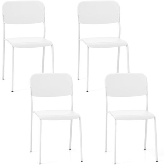 Costway - Modern Dining Chairs Set of 4 Stackable Kitchen Chairs-White