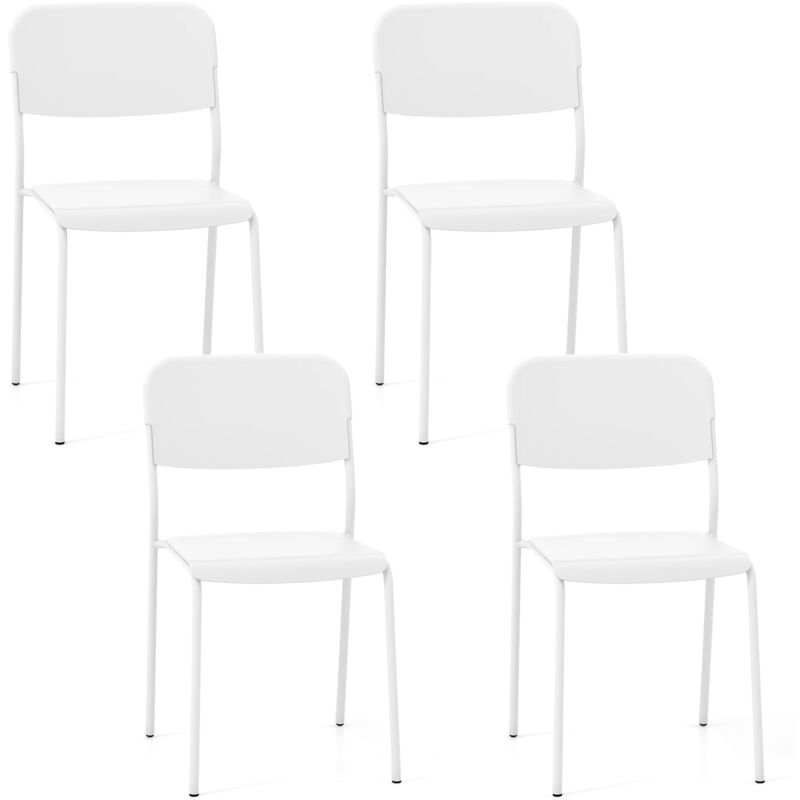Costway - Modern Dining Chairs Set of 4 Stackable Kitchen Chairs-White