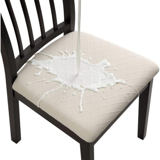 Csparkv - Beige 4 Pcs Waterproof Jacquard Chair Covers Chair Seat Covers for Dining Room Kitchen Office Hotel (Without Back Straps)
