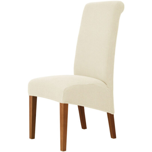 Csparkv - Chair Cover (Beige) 2Pcs-XL Dining Room Jacquard Stretch xl Removable Washable Chair Cover Universal Chair Protector for Wedding, Kitchen,