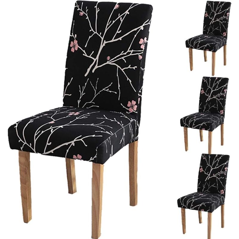 Csparkv - Chair Cover Decor 4 Pieces Stretch Chair Cover-Slip Spandex Material Chair Cover with Elastic Band for Universal Fit, Very Easy to Clean