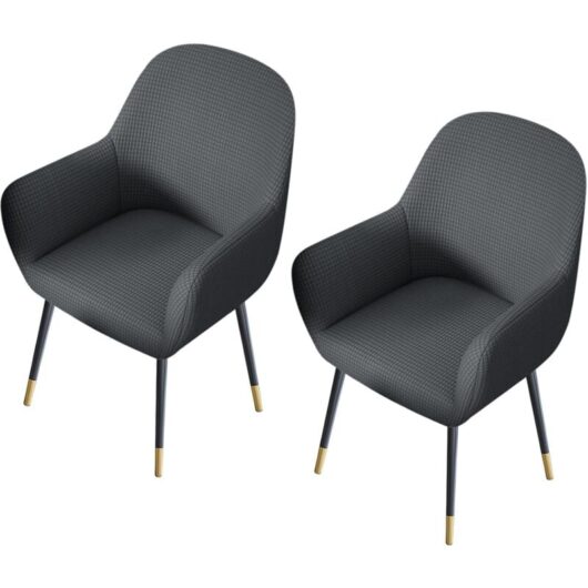 Csparkv - Dark Grey)2 Pack Chair Covers with Armrests Universal Slipcovers for Dining Room Kitchen, Dark Grey
